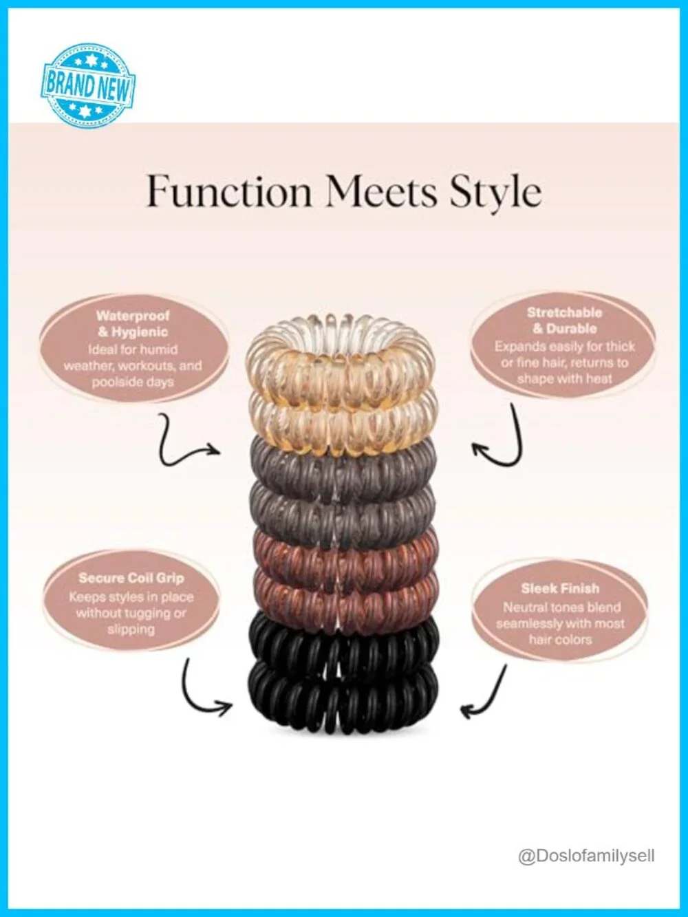 Spiral Hair Ties – No Damage Coil Plastic Ponytail Holders Creaseless Phone